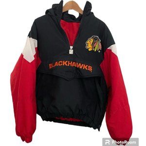 Vintage Chicago Blackhawks Logo 7 Pullover Jacket Large Coat Parka